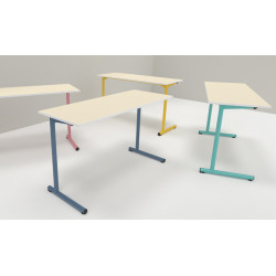 TABLE S2 2 PERSONNES 50*1300 T4 BLEU D'ALUMINE - PLATEAU SERINGA - CHANT ABS BLANC